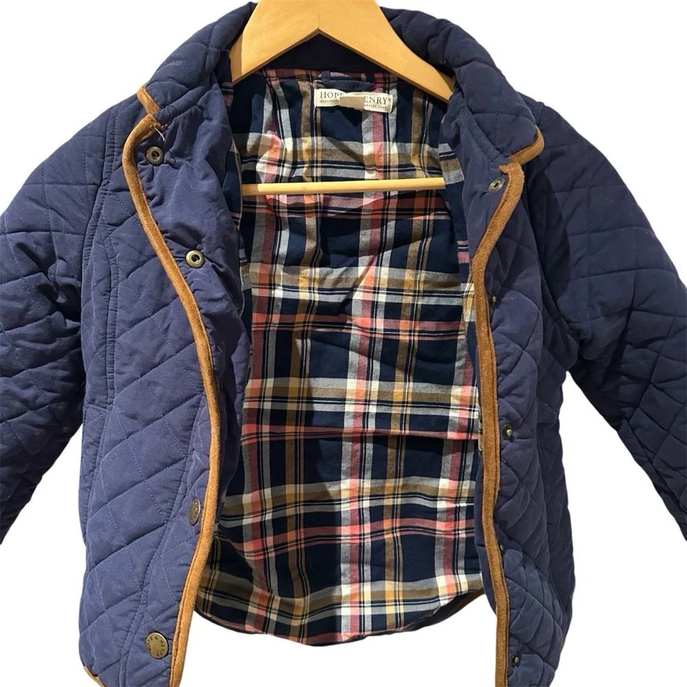 Hope & Henry Kids Boys Size 5 Quilted‎ Jacket Navy Snap Cotton